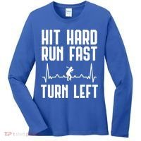 Hit Hard Run Fast Turn Left Baseball Player Technique Cute Gift Women's Long Sleeve Shirt thumb 0