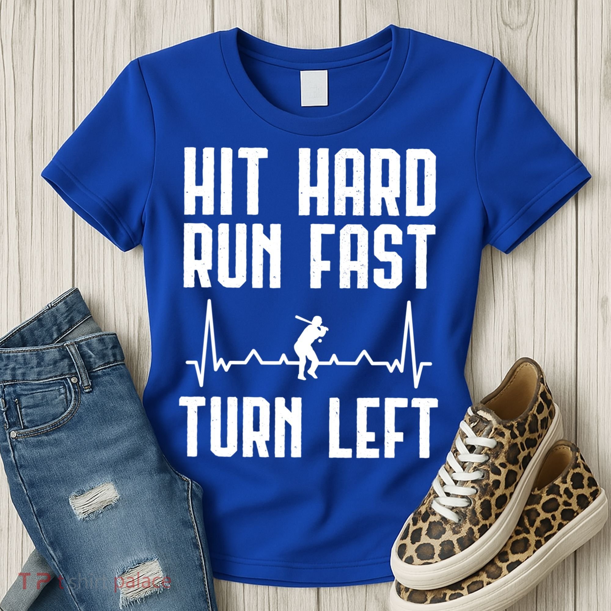 Hit Hard Run Fast Turn Left Baseball Player Technique Cute Gift Women's T-Shirt
