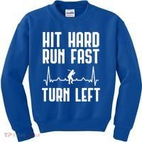 Hit Hard Run Fast Turn Left Baseball Player Technique Cute Gift Kids Sweatshirt thumb 0
