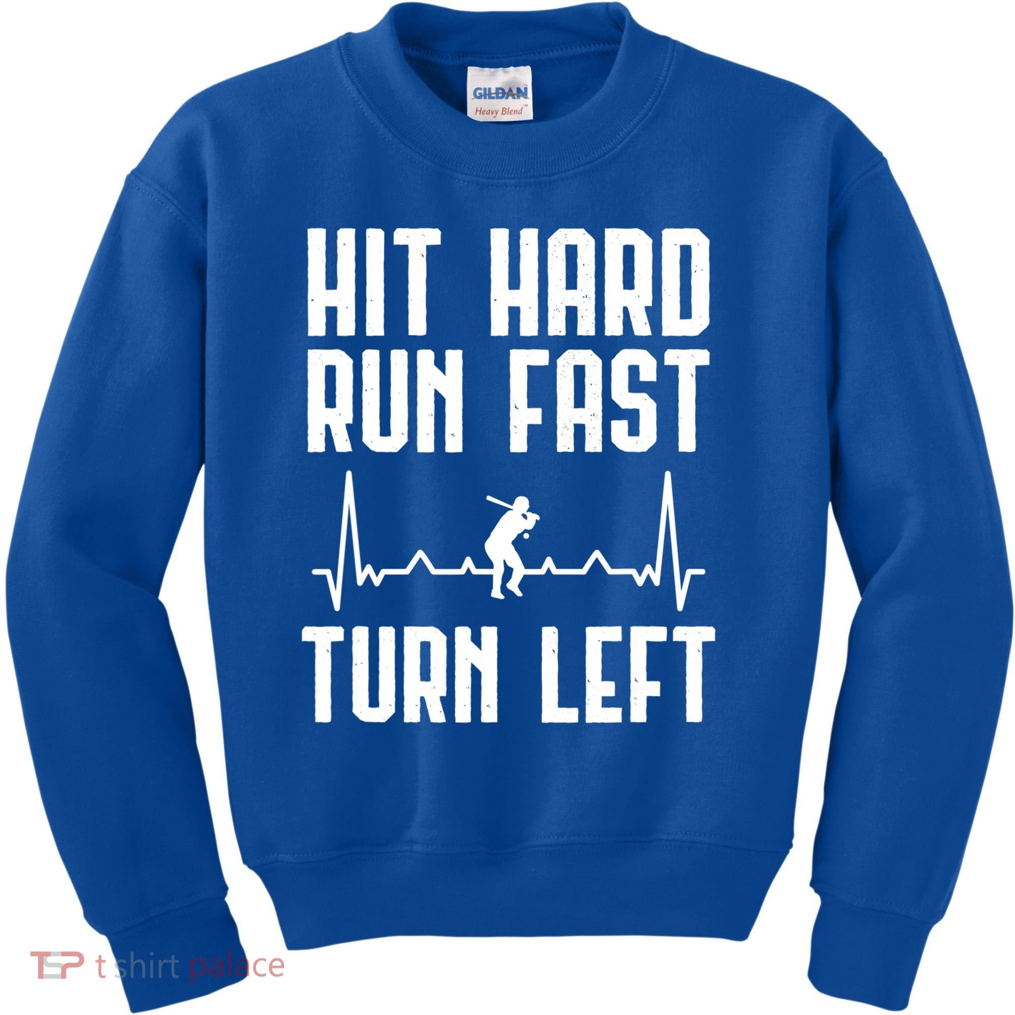 Hit Hard Run Fast Turn Left Baseball Player Technique Cute Gift Kids Sweatshirt