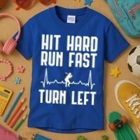 Hit Hard Run Fast Turn Left Baseball Player Technique Cute Gift Kids T-Shirt thumb 3