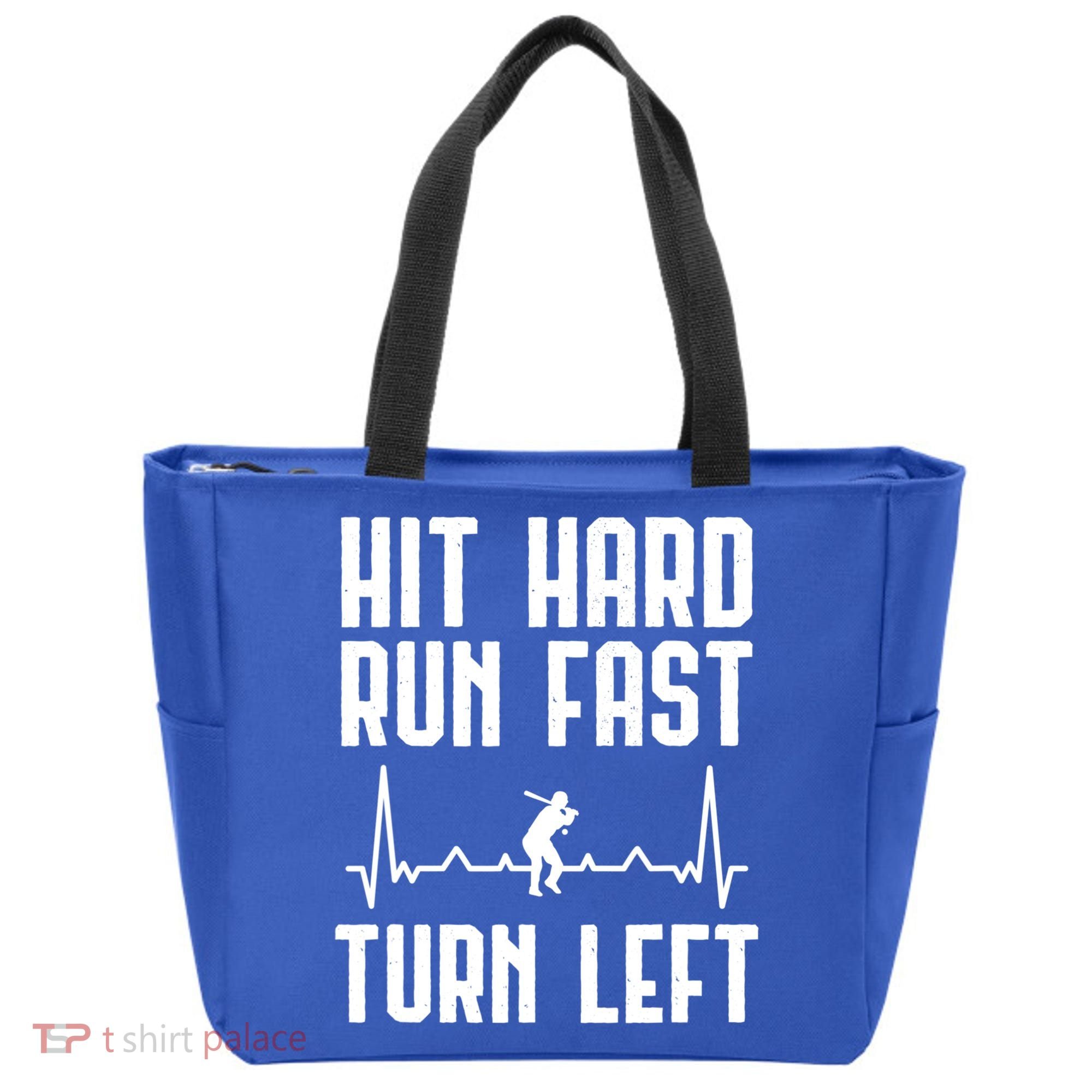 Hit Hard Run Fast Turn Left Baseball Player Technique Cute Gift Tote Bag