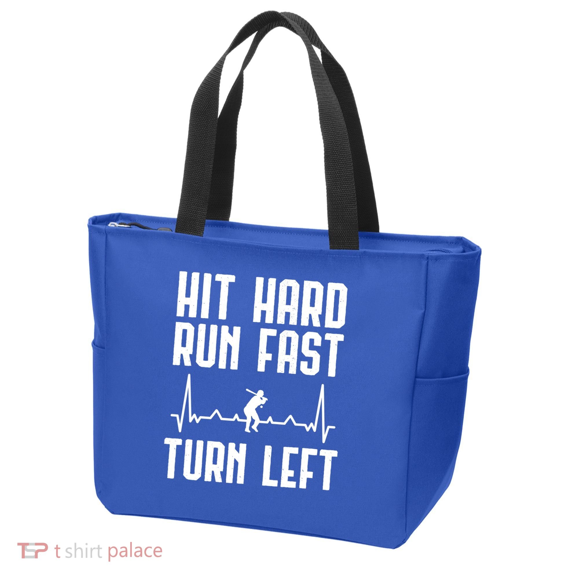 Hit Hard Run Fast Turn Left Baseball Player Technique Cute Gift Tote Bag
