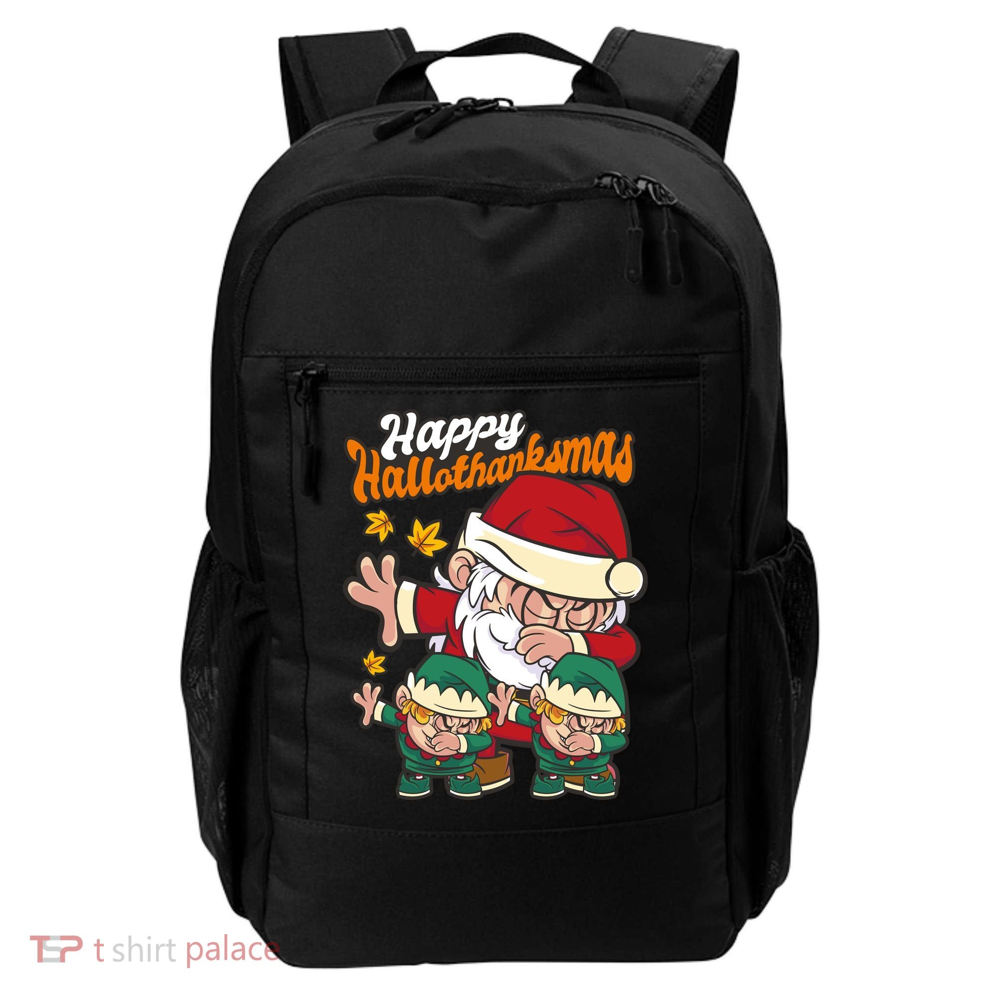 Happy Hallotthanksmas Santa And His Elves Backpack