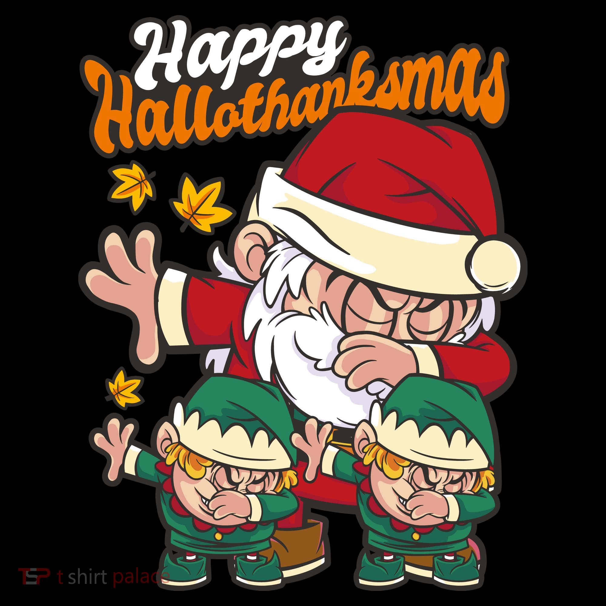 Happy Hallotthanksmas Santa And His Elves Coffee Mug