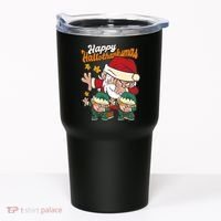Happy Hallotthanksmas Santa And His Elves Tumbler thumb 0