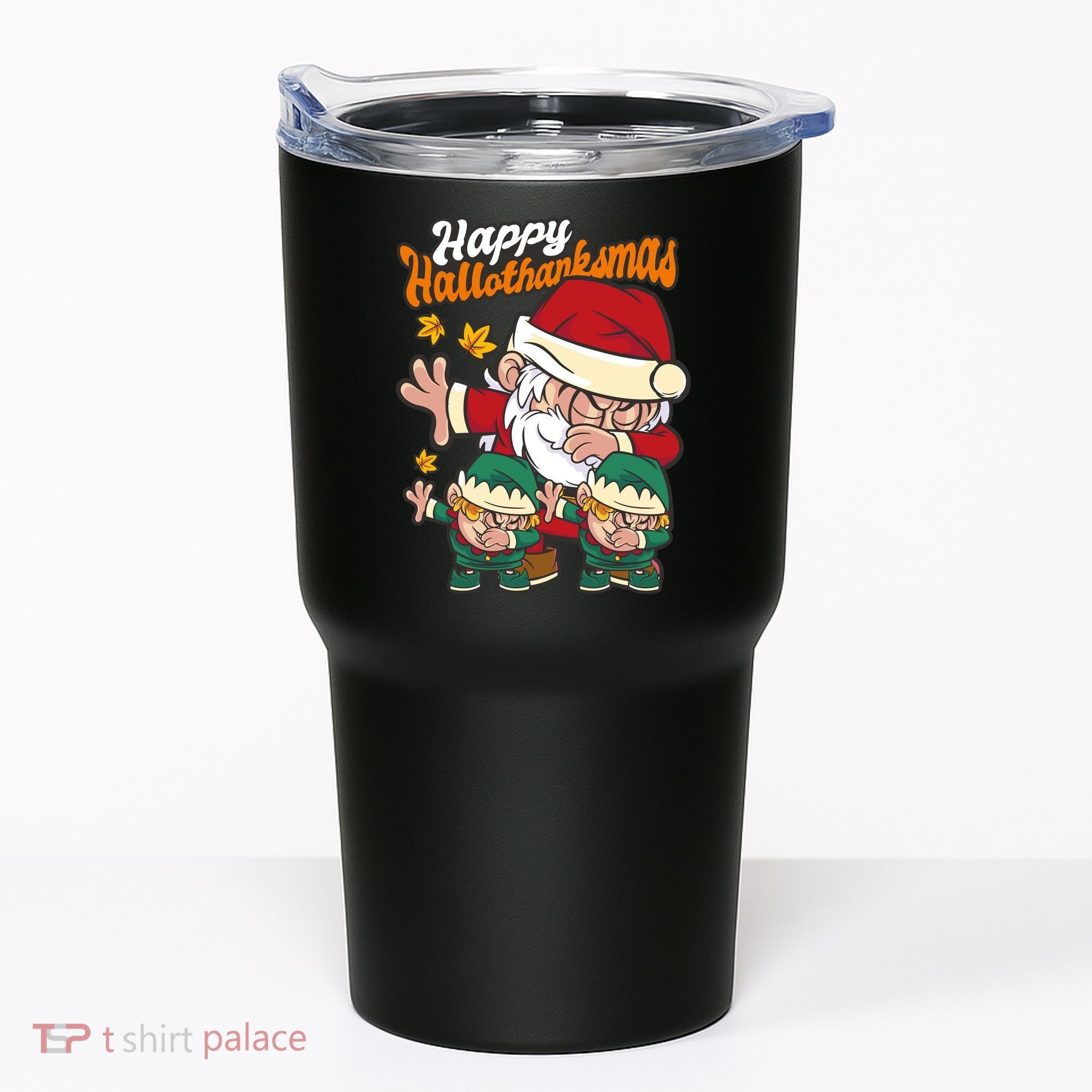 Happy Hallotthanksmas Santa And His Elves Tumbler