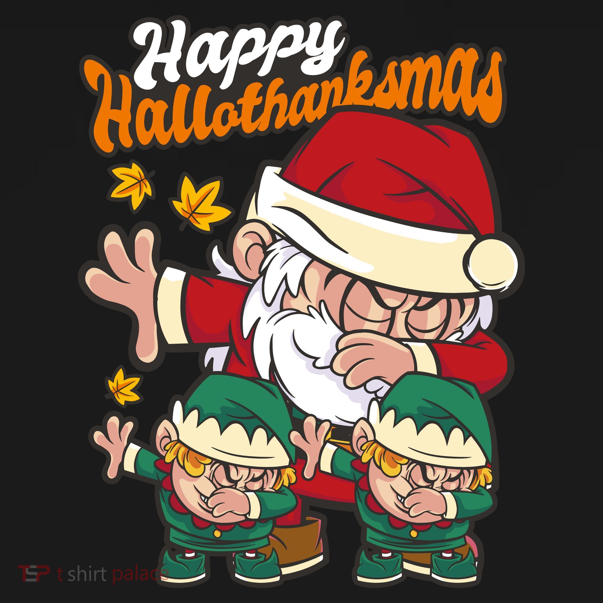 Happy Hallotthanksmas Santa And His Elves Ornament