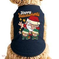 Happy Hallotthanksmas Santa And His Elves Doggie Tank thumb 0