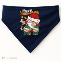 Happy Hallotthanksmas Santa And His Elves USA-Made Doggie Bandana thumb 0