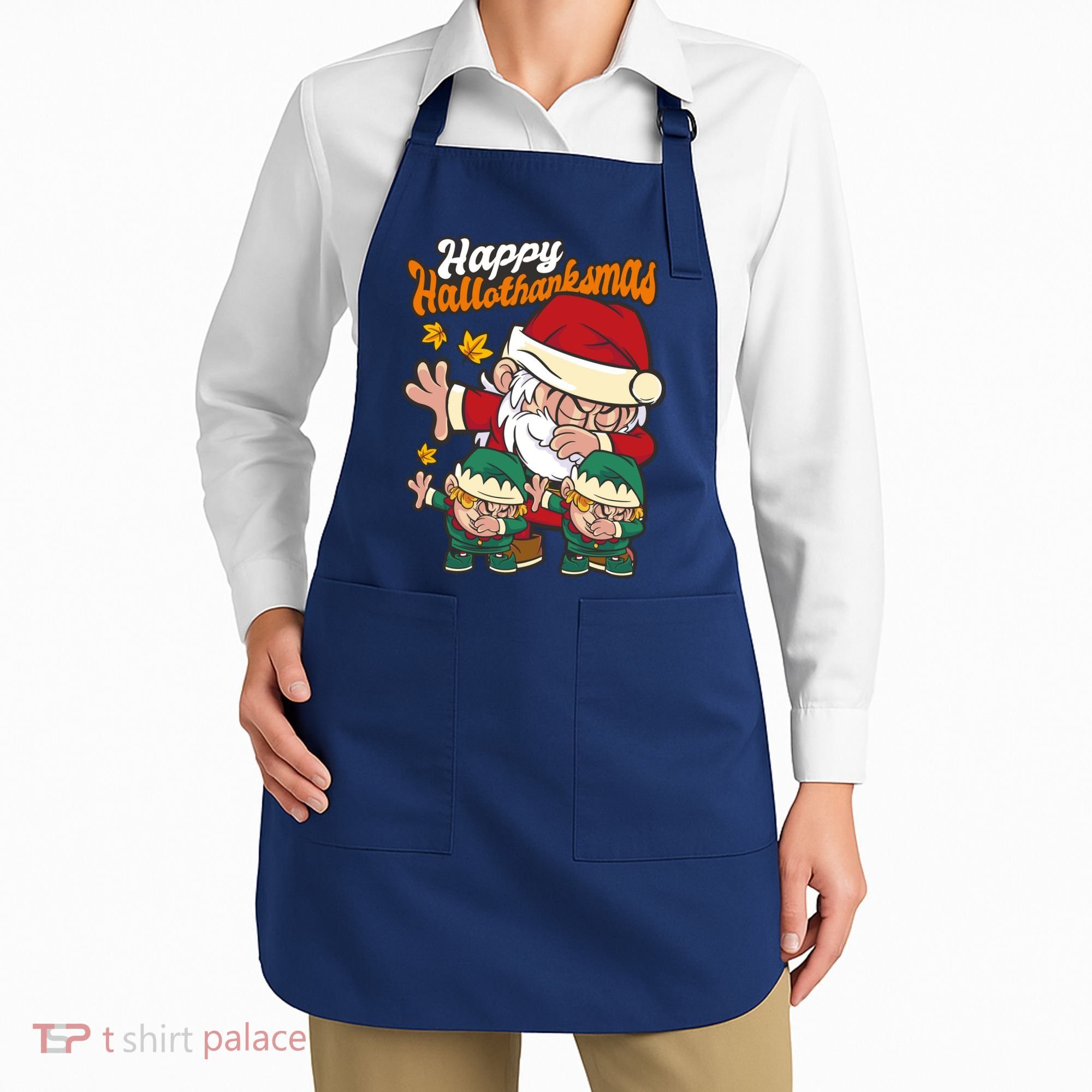 Happy Hallotthanksmas Santa And His Elves Apron