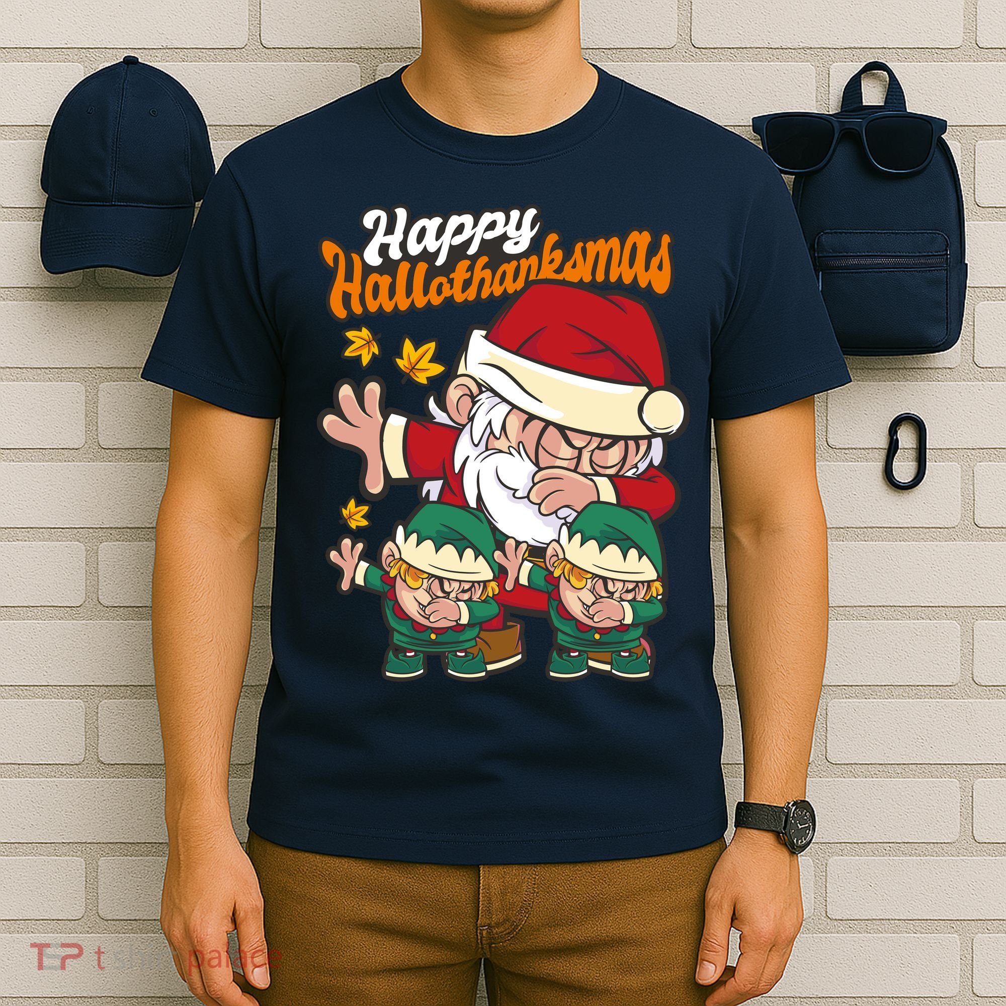Happy Hallotthanksmas Santa And His Elves T-Shirt