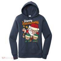 Happy Hallotthanksmas Santa And His Elves Women's Hoodie thumb 0