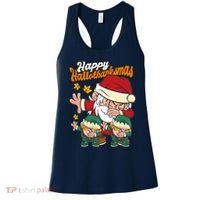 Happy Hallotthanksmas Santa And His Elves Women's Tank Top thumb 0