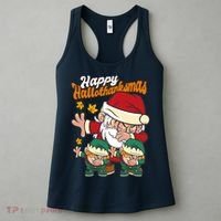 Happy Hallotthanksmas Santa And His Elves Women's Tank Top thumb 3
