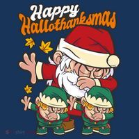 Happy Hallotthanksmas Santa And His Elves Hat thumb 2