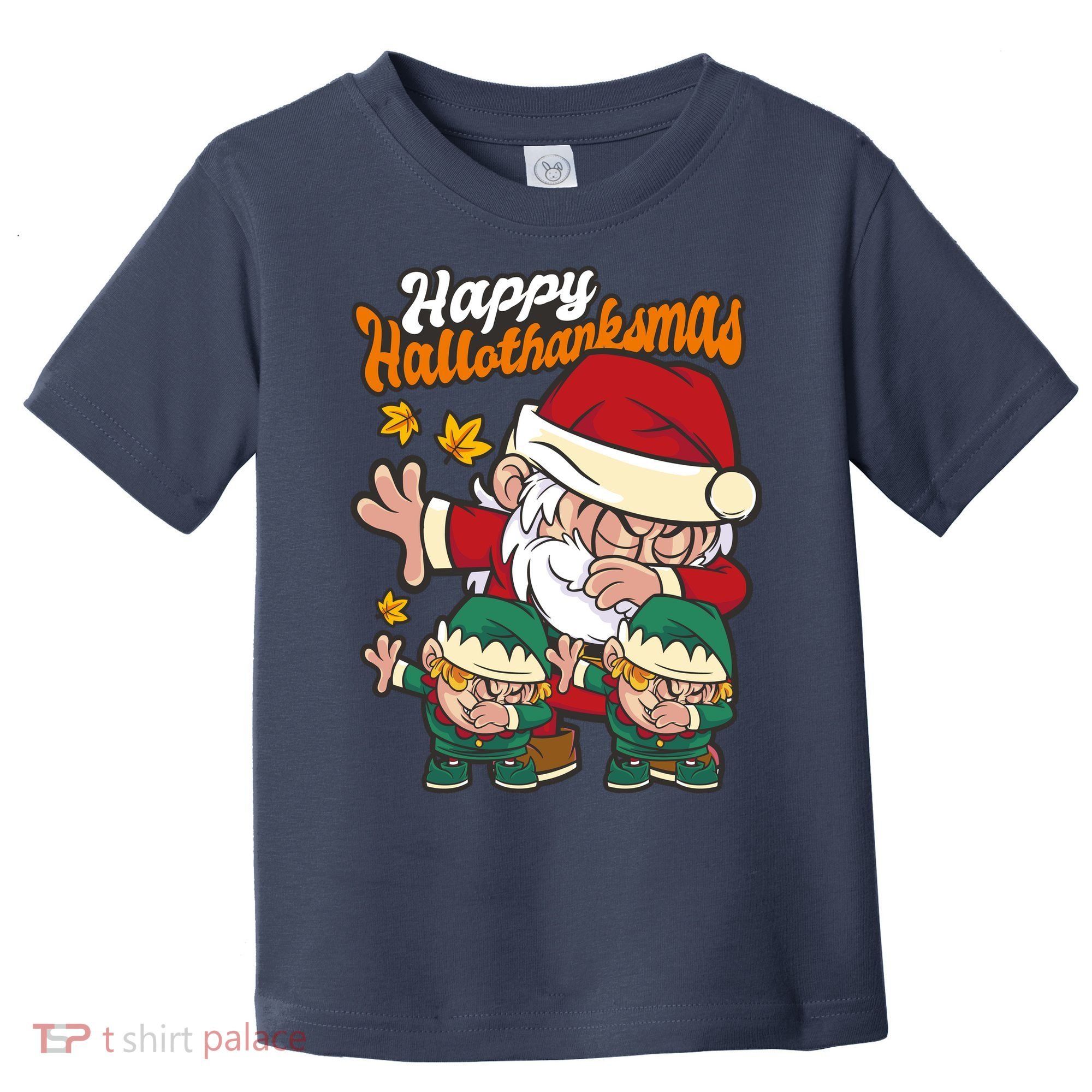 Happy Hallotthanksmas Santa And His Elves Toddler T-Shirt