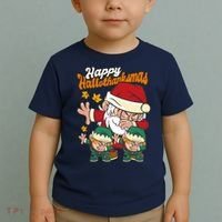 Happy Hallotthanksmas Santa And His Elves Toddler T-Shirt thumb 2