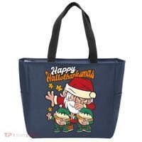 Happy Hallotthanksmas Santa And His Elves Tote Bag thumb 0