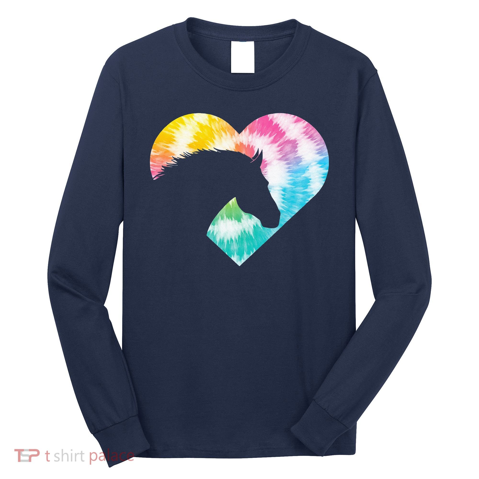 Horse Heart Shaped Animal Lover Horseback Rider Long Sleeve Shirt