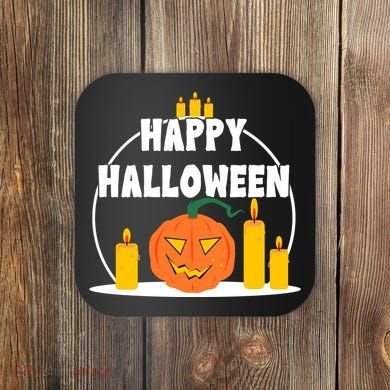 Happy Halloween Spooky Pumpkin Holiday Coaster