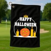 Happy Halloween Spooky Pumpkin Holiday Golf Towel thumb 1