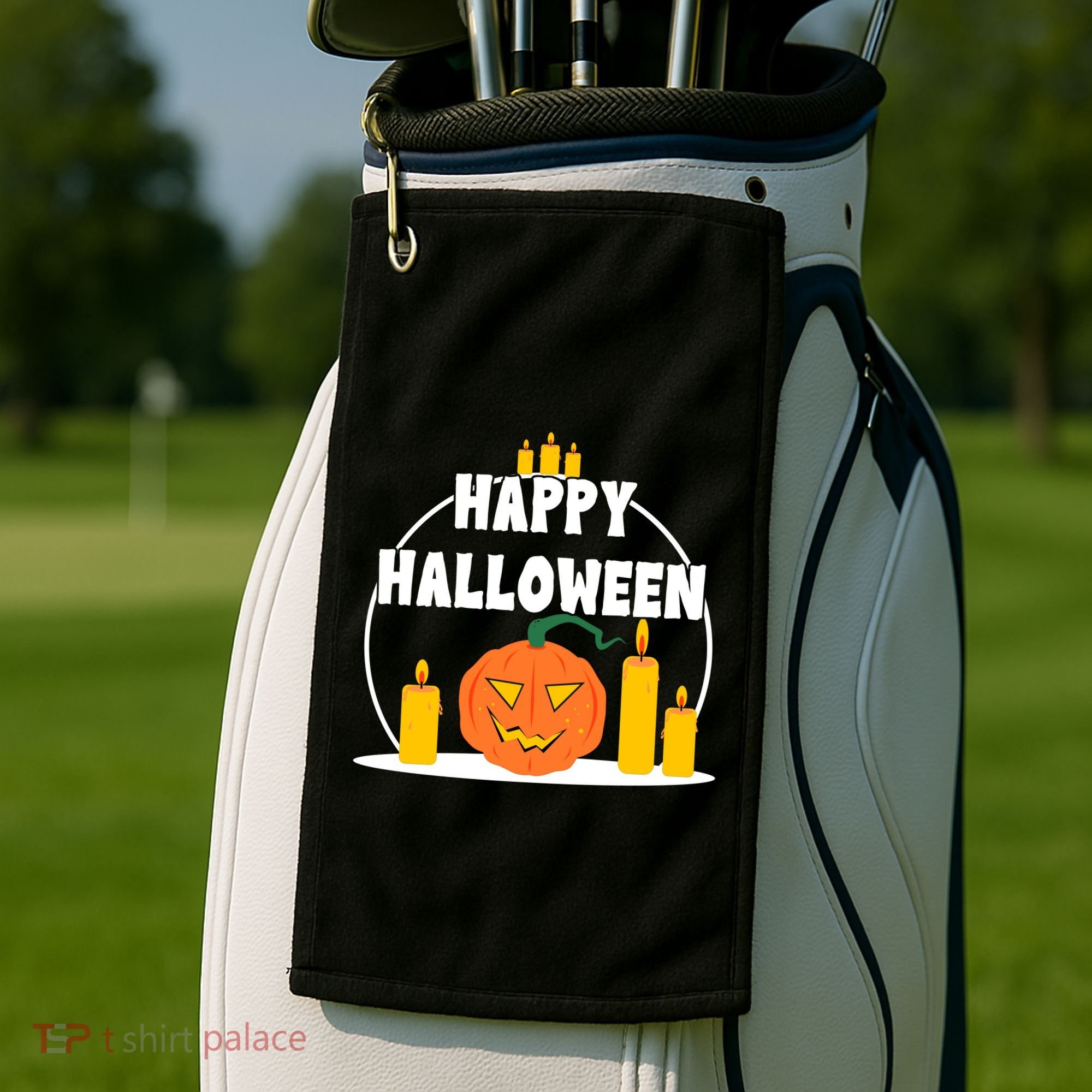 Happy Halloween Spooky Pumpkin Holiday Golf Towel