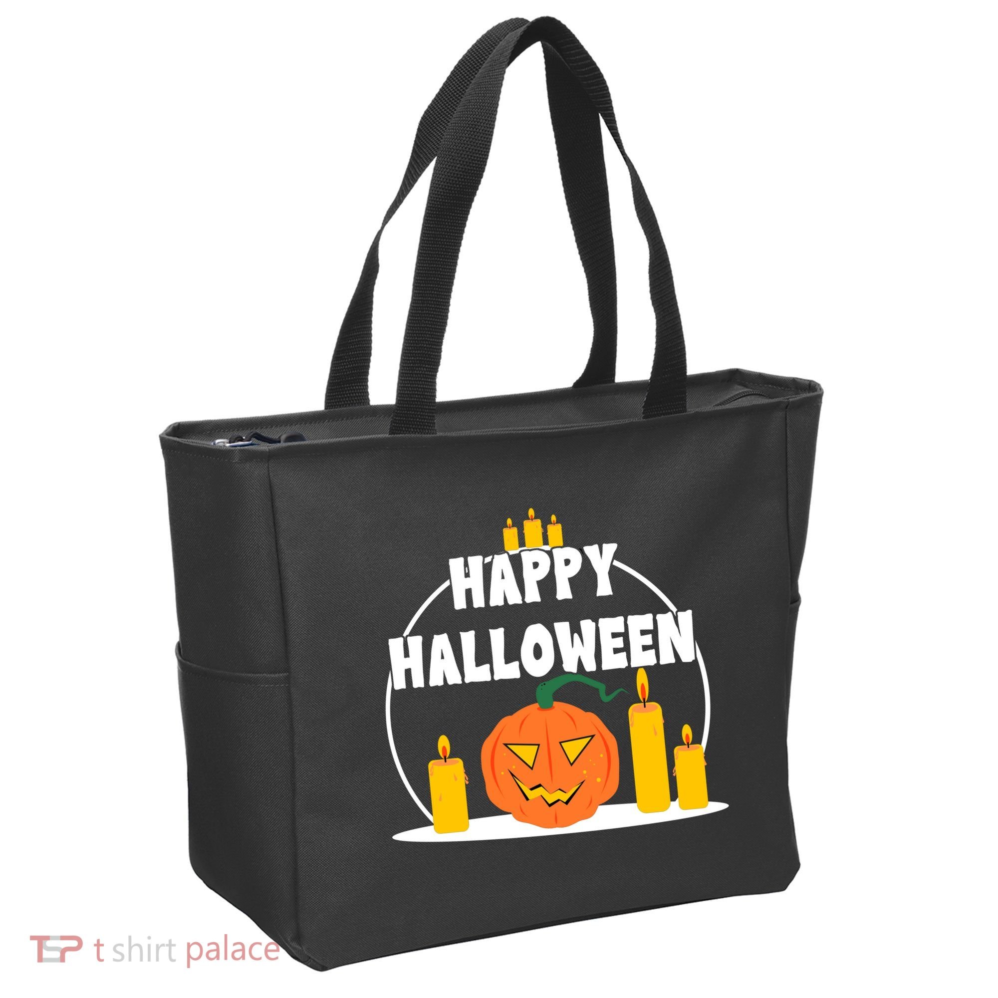 Happy Halloween Spooky Pumpkin Holiday Tote Bag