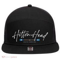 Hilton Head South Carolina Beach Graphic 7 Panel Mesh Trucker Snapback Hat thumb 0