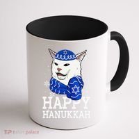 Happy Hanukkah Smudge Cat Meme Funny Holiday Ugly Christmas Coffee Mug thumb 1
