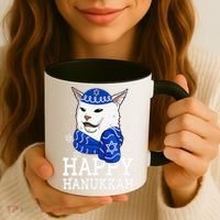 Happy Hanukkah Smudge Cat Meme Funny Holiday Ugly Christmas Coffee Mug thumb 3