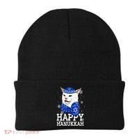 Happy Hanukkah Smudge Cat Meme Funny Holiday Ugly Christmas Beanie thumb 0