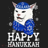 Happy Hanukkah Smudge Cat Meme Funny Holiday Ugly Christmas Hat thumb 2