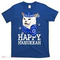 Happy Hanukkah Smudge Cat Meme Funny Holiday Ugly Christmas T-Shirt thumb 0
