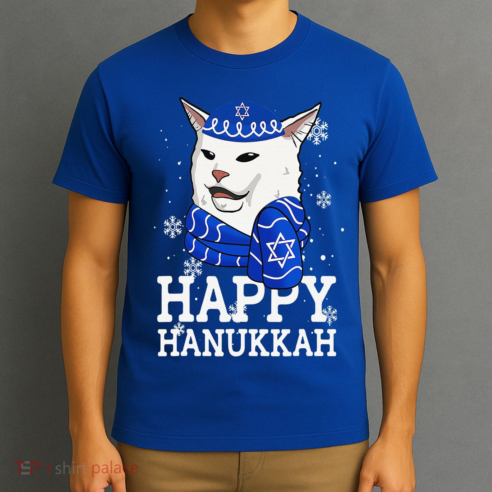 Happy Hanukkah Smudge Cat Meme Funny Holiday Ugly Christmas T-Shirt