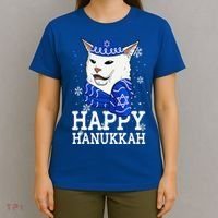 Happy Hanukkah Smudge Cat Meme Funny Holiday Ugly Christmas T-Shirt thumb 4