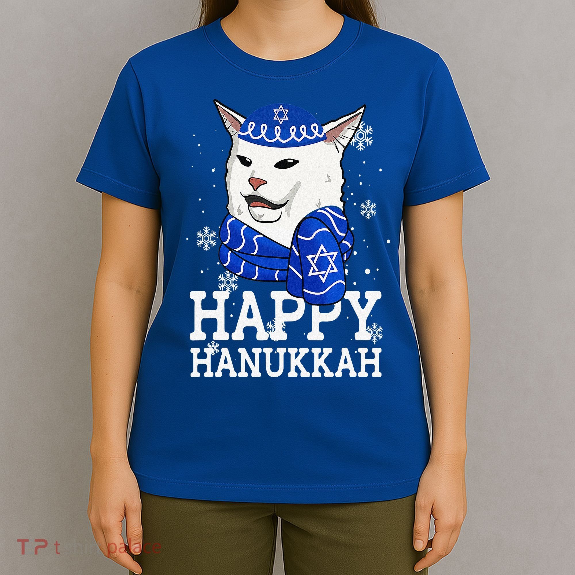 Happy Hanukkah Smudge Cat Meme Funny Holiday Ugly Christmas T-Shirt