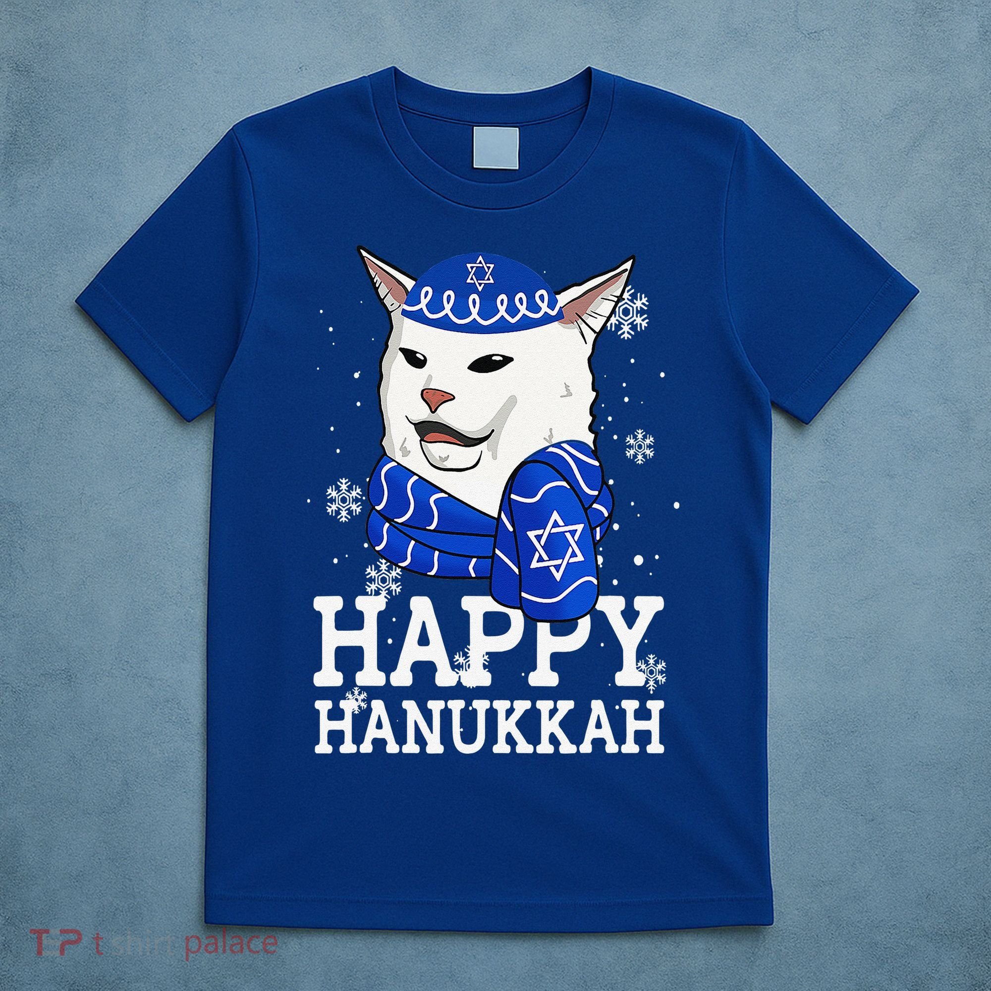 Happy Hanukkah Smudge Cat Meme Funny Holiday Ugly Christmas T-Shirt