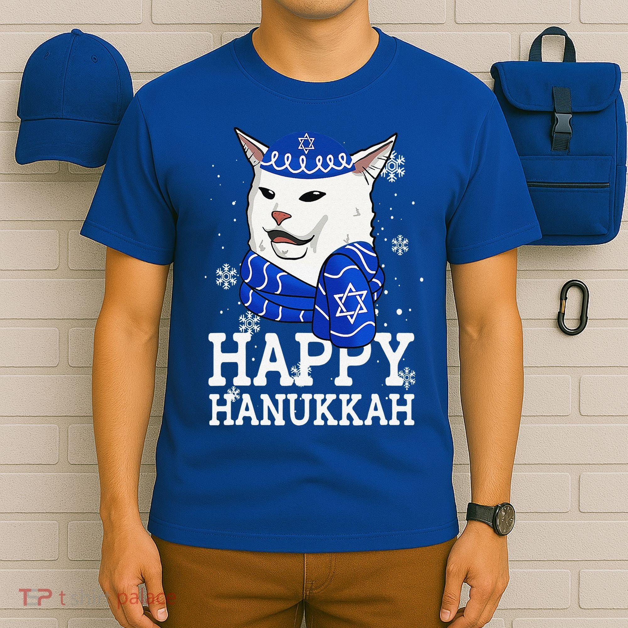 Happy Hanukkah Smudge Cat Meme Funny Holiday Ugly Christmas T-Shirt