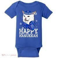 Happy Hanukkah Smudge Cat Meme Funny Holiday Ugly Christmas Baby Bodysuit thumb 0