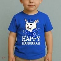 Happy Hanukkah Smudge Cat Meme Funny Holiday Ugly Christmas Toddler T-Shirt thumb 2