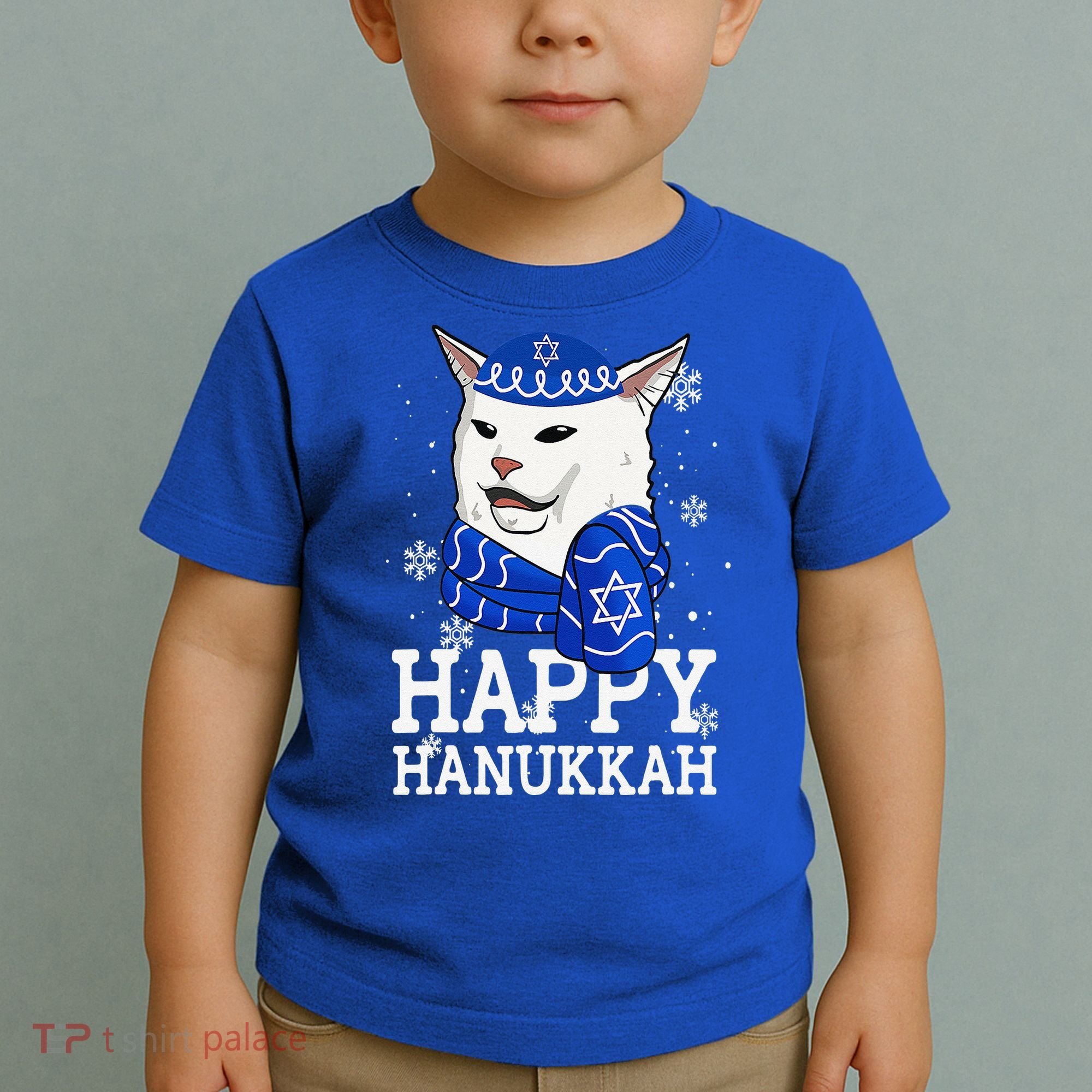 Happy Hanukkah Smudge Cat Meme Funny Holiday Ugly Christmas Toddler T-Shirt