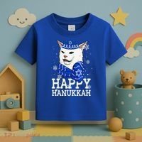 Happy Hanukkah Smudge Cat Meme Funny Holiday Ugly Christmas Toddler T-Shirt thumb 3
