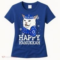 Happy Hanukkah Smudge Cat Meme Funny Holiday Ugly Christmas Women's T-Shirt thumb 0