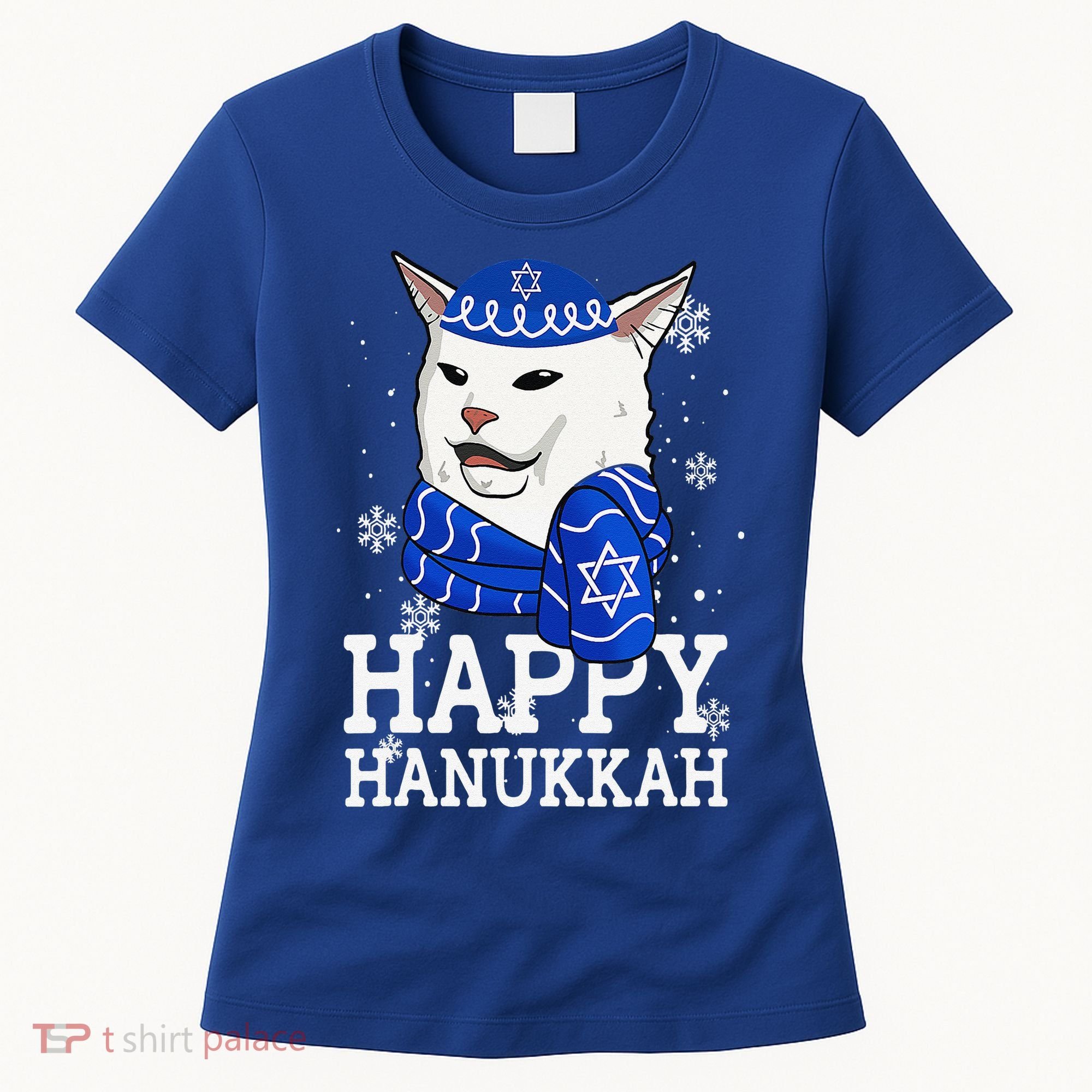 Happy Hanukkah Smudge Cat Meme Funny Holiday Ugly Christmas Women's T-Shirt