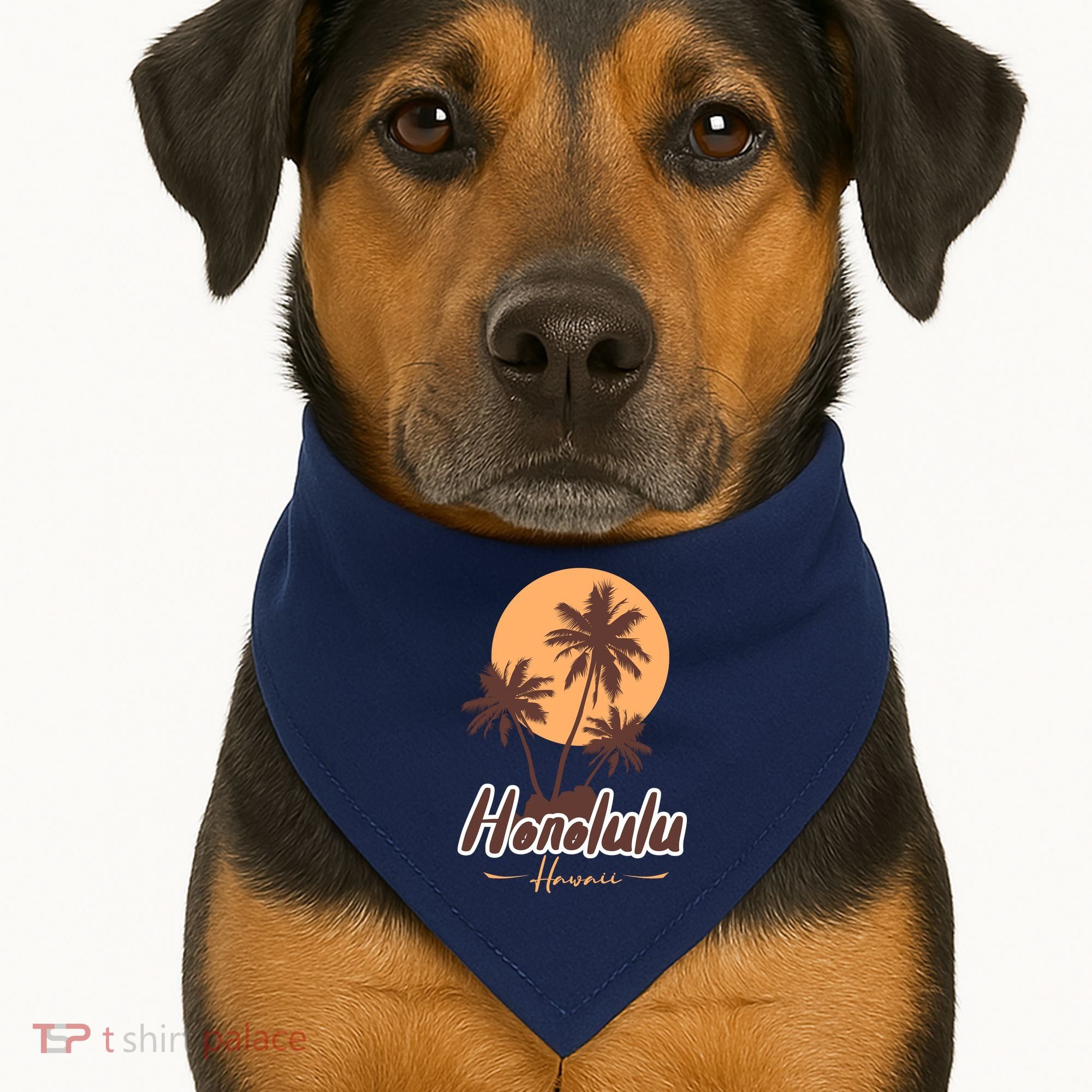 Honolulu Hawaii Sunset USA-Made Doggie Bandana