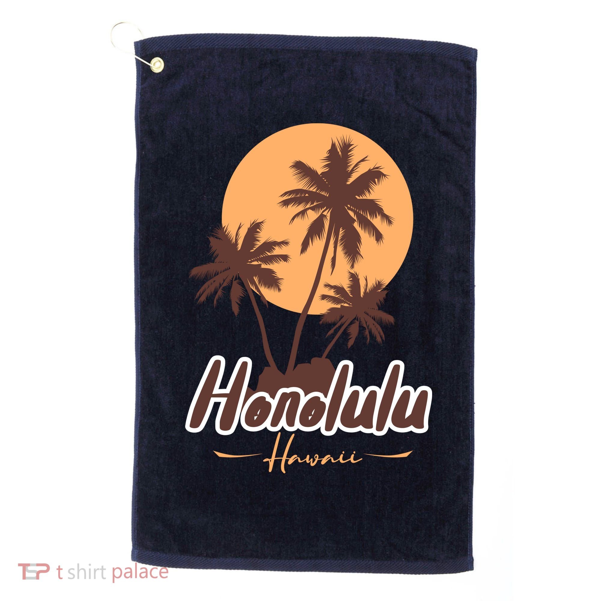 Honolulu Hawaii Sunset Golf Towel