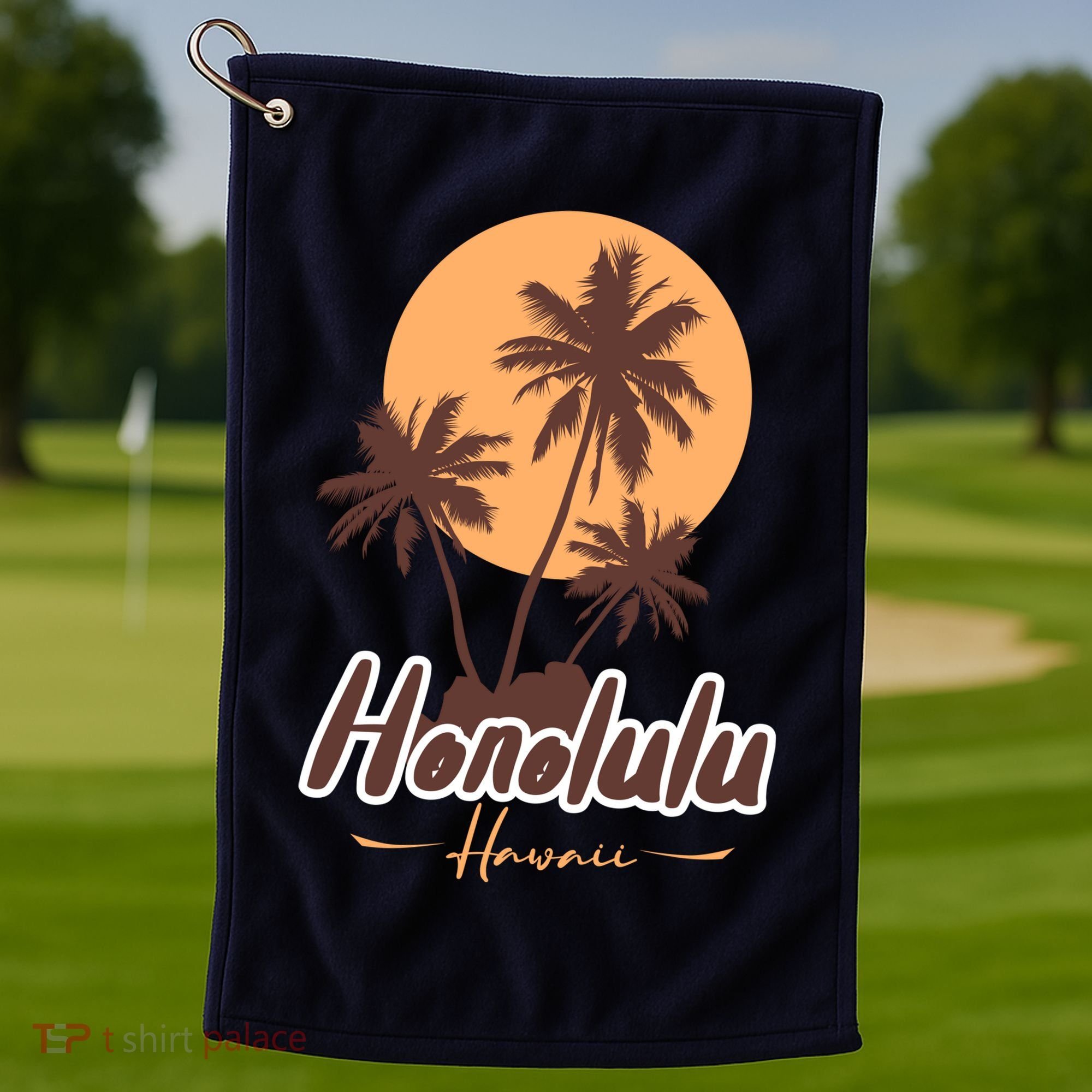 Honolulu Hawaii Sunset Golf Towel