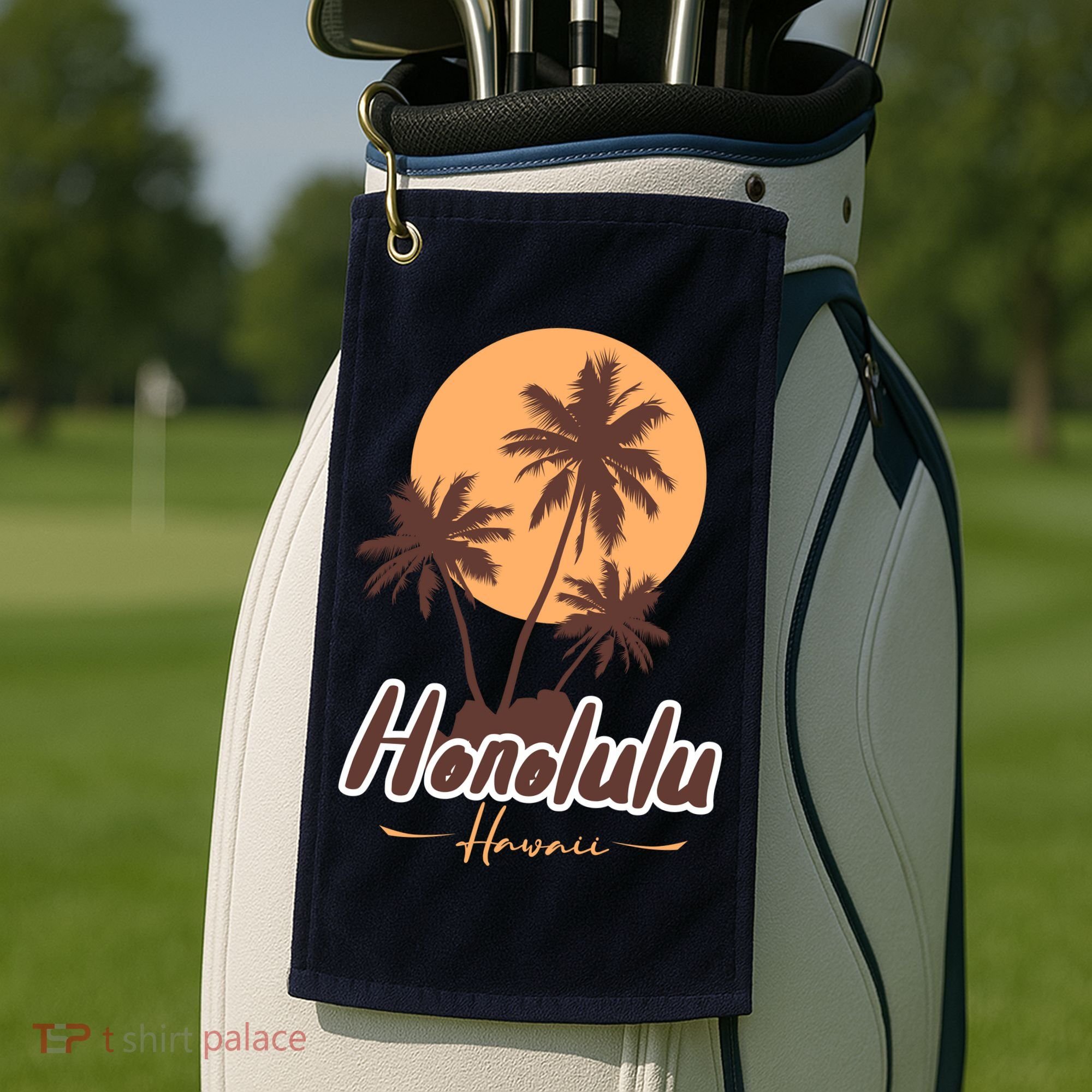 Honolulu Hawaii Sunset Golf Towel