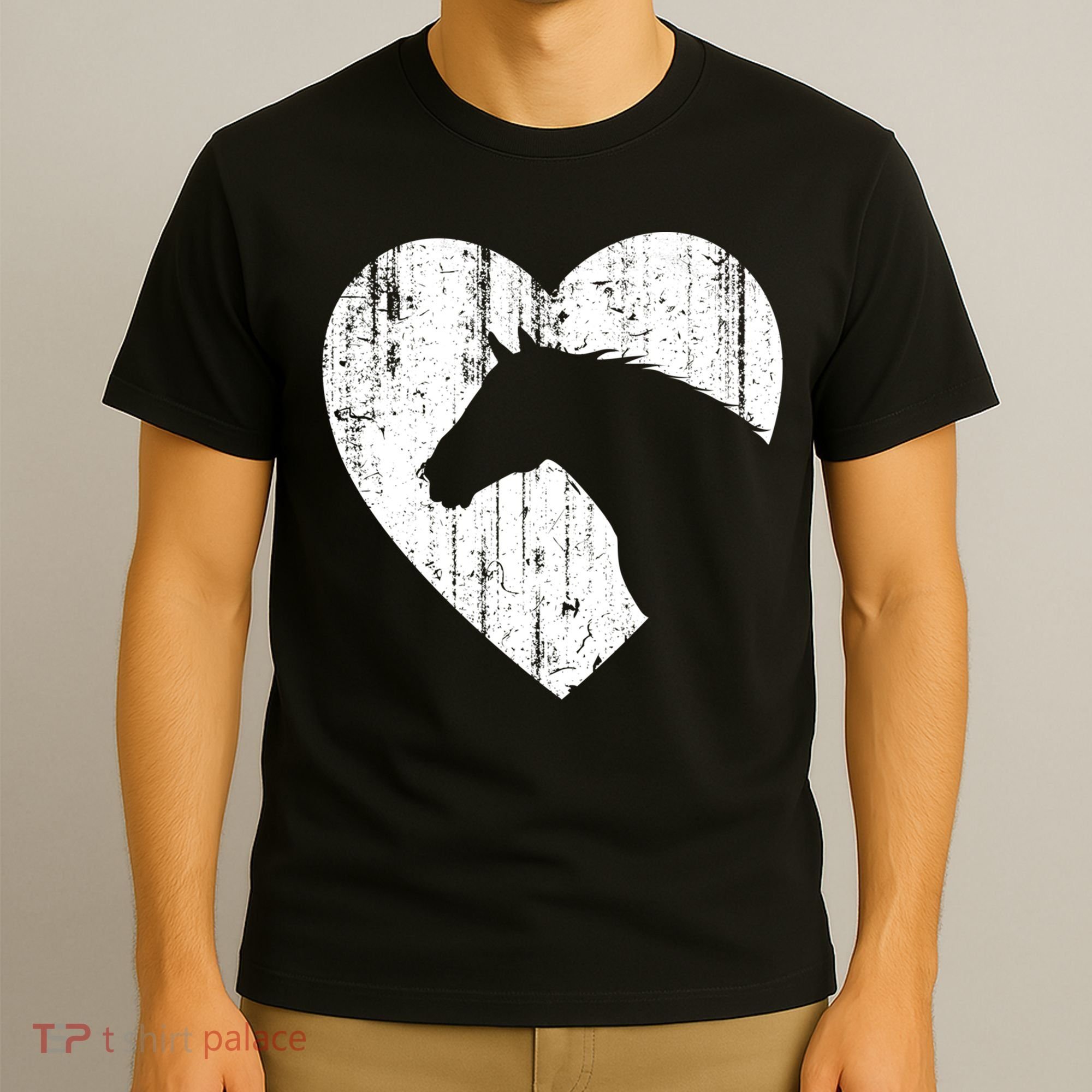 Horse Heart Silhouette For Cowgirl Equestrian Graphic Print Gift T-Shirt